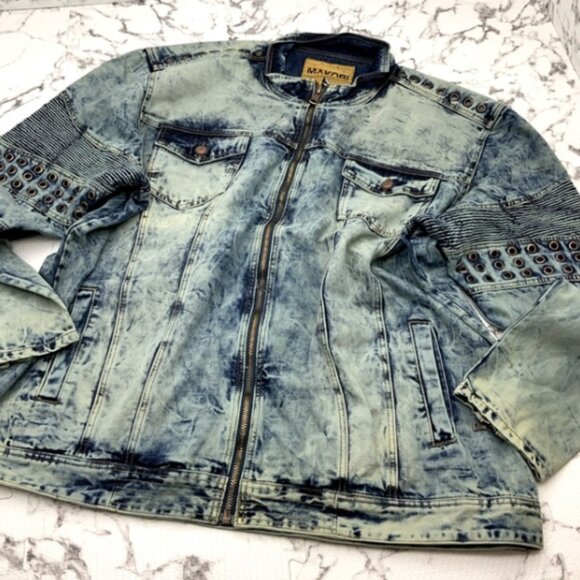 Men's Blue Vintage Washed Fashion Denim Jacket NWT